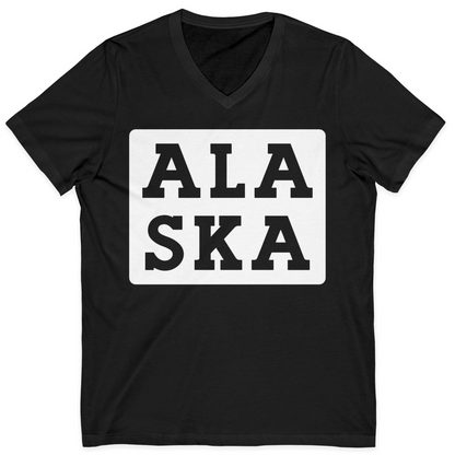 Bold Alaska Block Text Shirt V-Neck Shirt – Black – Alaska Cruise Shirts