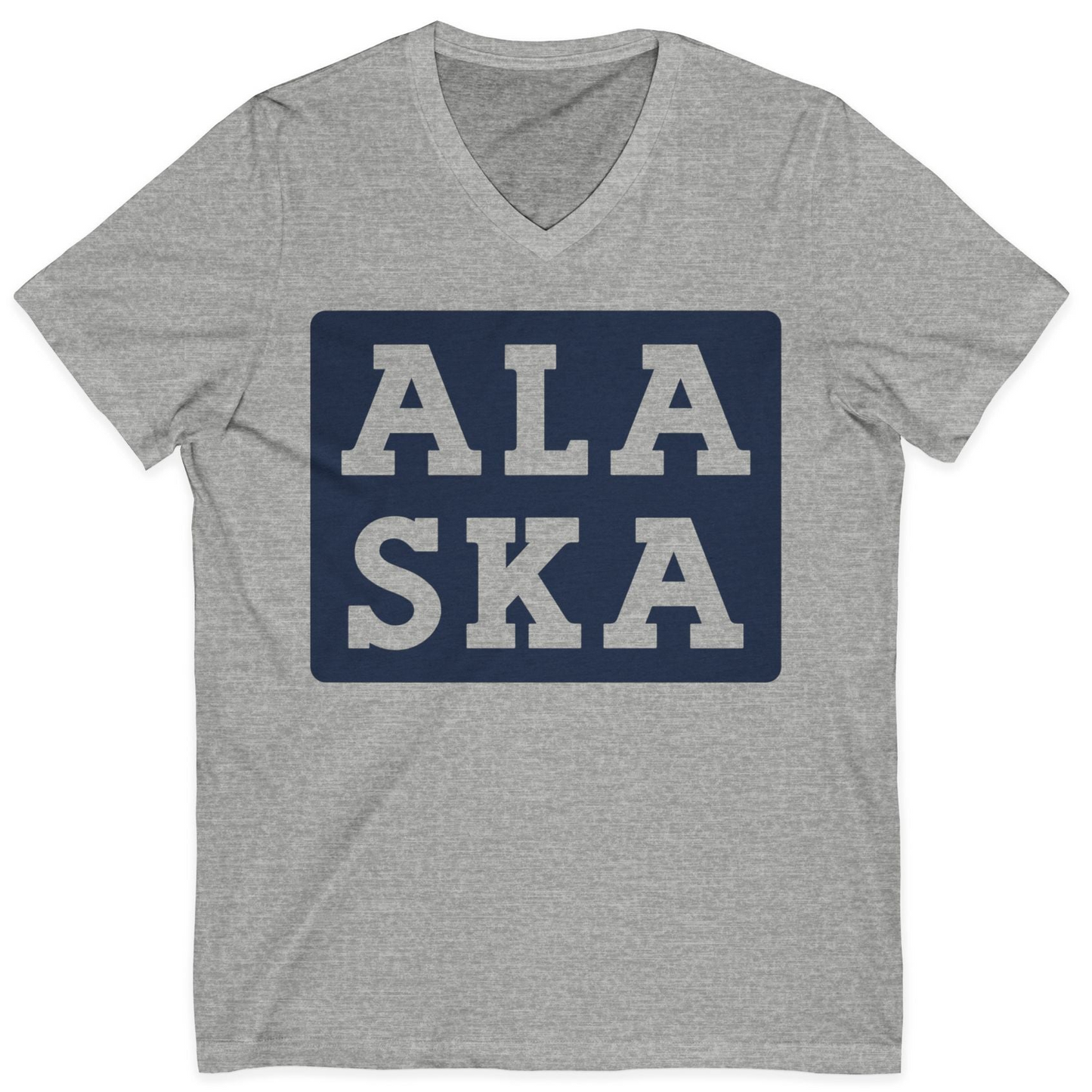 Bold Alaska Block Text Shirt V-Neck Shirt – Athletic Heather – Alaska Cruise Shirts