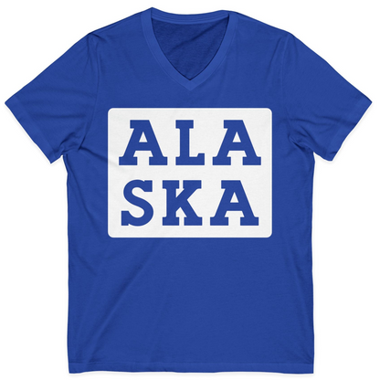 Bold Alaska Block Text Shirt V-Neck Shirt – True Royal – Alaska Cruise Shirts