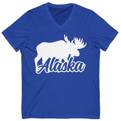 Alaska Moose Wildlife Silhouette Shirt V-Neck Shirt – True Royal – Alaska Cruise Shirts