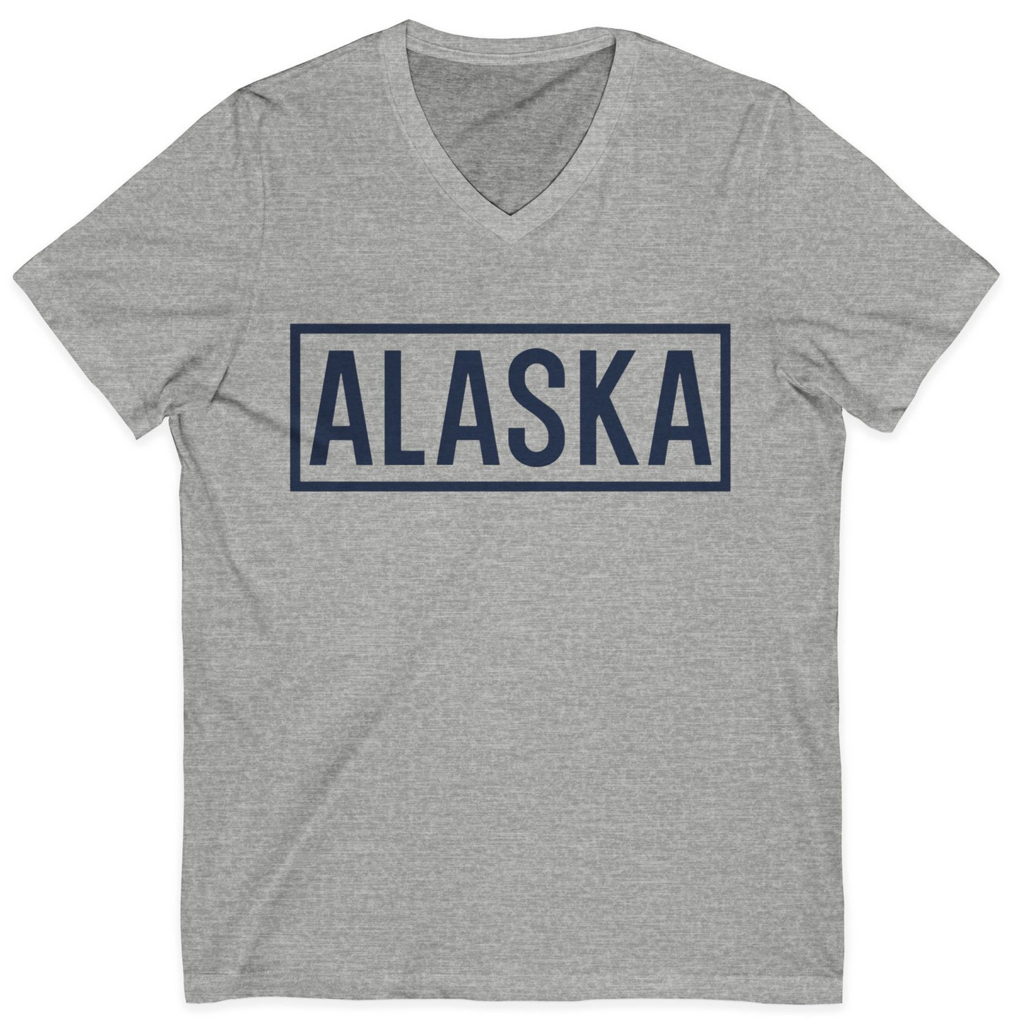 Alaska Bold Text Minimalist Monochrome Graphic Shirt for Travelers — V-Neck V-Neck Shirt – Athletic Heather – Alaska Cruise Shirts