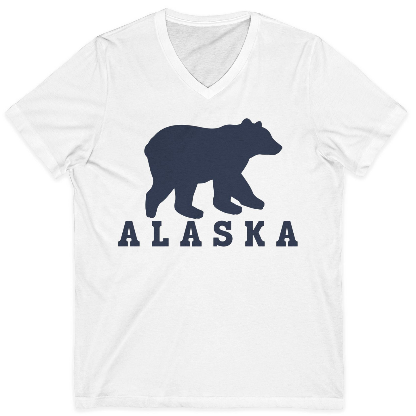 Alaska Bear Silhouette Shirt V-Neck Shirt – White – Alaska Cruise Shirts