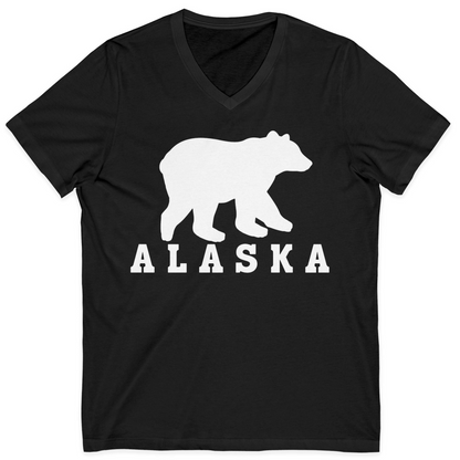 Alaska Bear Silhouette Shirt V-Neck Shirt – Black – Alaska Cruise Shirts