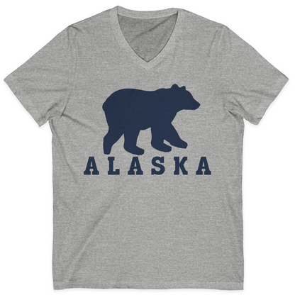 Alaska Bear Silhouette Shirt V-Neck Shirt – Athletic Heather – Alaska Cruise Shirts