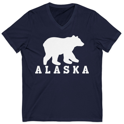 Alaska Bear Silhouette Shirt V-Neck Shirt – Navy – Alaska Cruise Shirts
