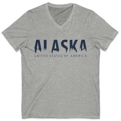 Alaska United States Typography Shirt V-Neck Shirt – Athletic Heather – Alaska Cruise Shirts