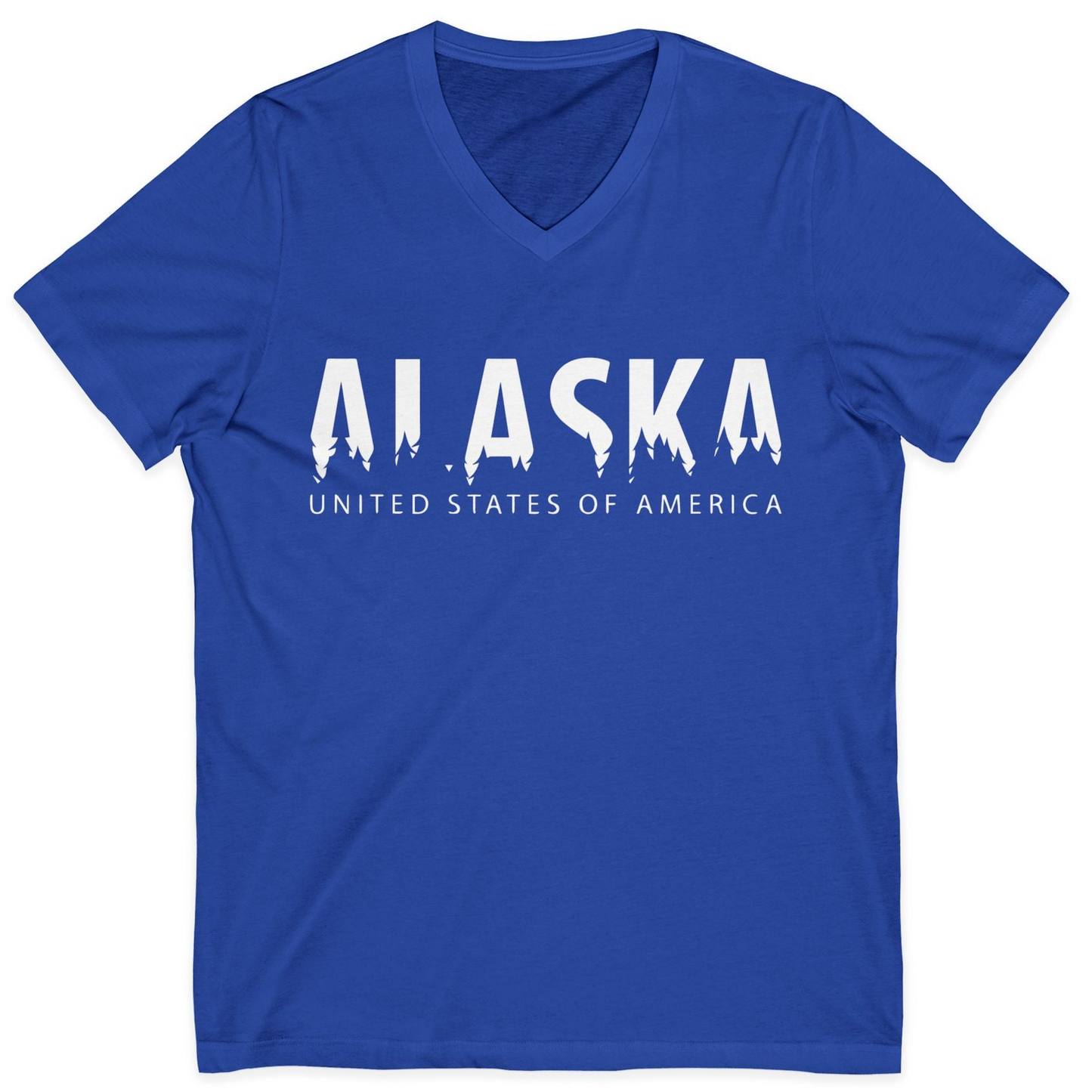 Alaska United States Typography Shirt V-Neck Shirt – True Royal – Alaska Cruise Shirts