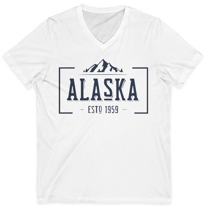 Vintage Alaska Estd 1959 Shirt V-Neck Shirt – White – Alaska Cruise Shirts