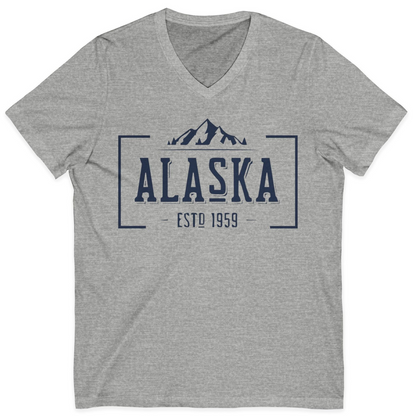 Vintage Alaska Estd 1959 Shirt V-Neck Shirt – Athletic Heather – Alaska Cruise Shirts
