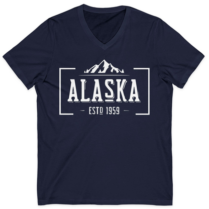 Vintage Alaska Estd 1959 Shirt V-Neck Shirt – Navy – Alaska Cruise Shirts