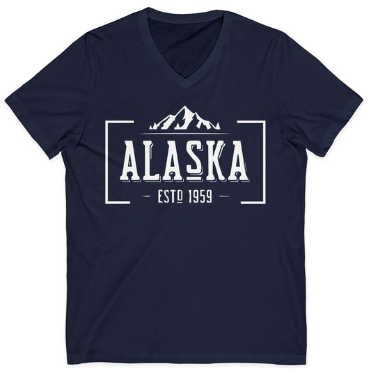 Vintage Alaska Estd 1959 Shirt V-Neck Shirt – Navy – Alaska Cruise Shirts