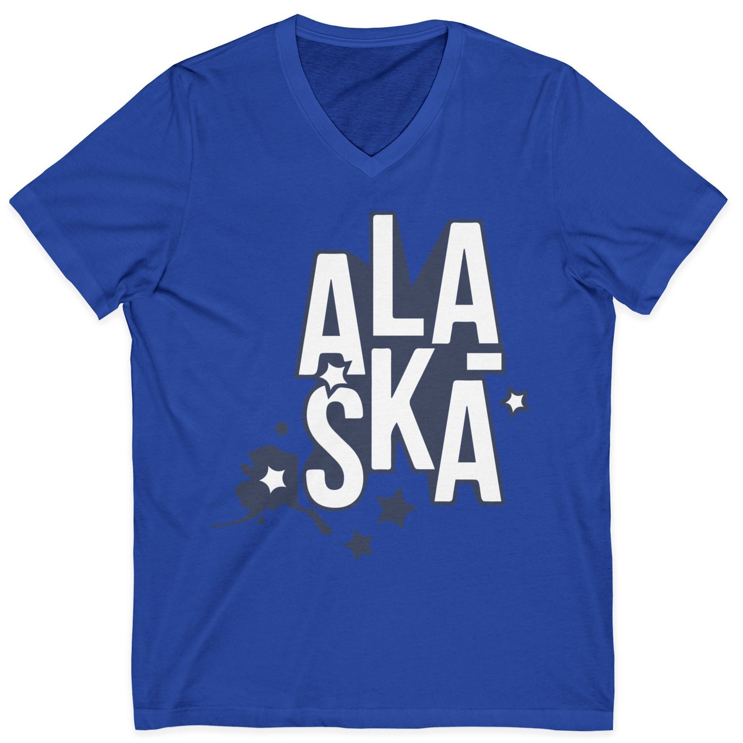 Alaska Stars Bold Typography Shirt V-Neck Shirt – True Royal – Alaska Cruise Shirts
