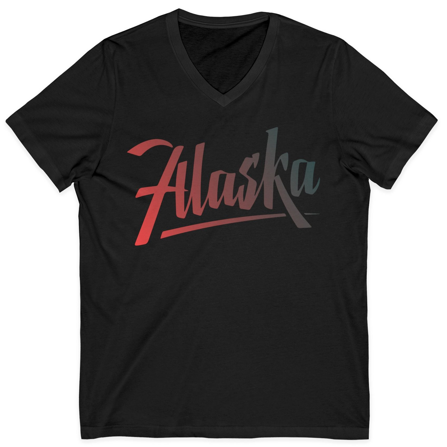 Alaska Script Wordmark Shirt V-Neck Shirt – Black – Alaska Cruise Shirts