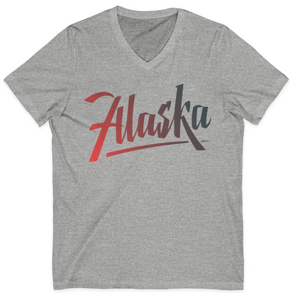 Alaska Script Wordmark Shirt V-Neck Shirt – Athletic Heather – Alaska Cruise Shirts