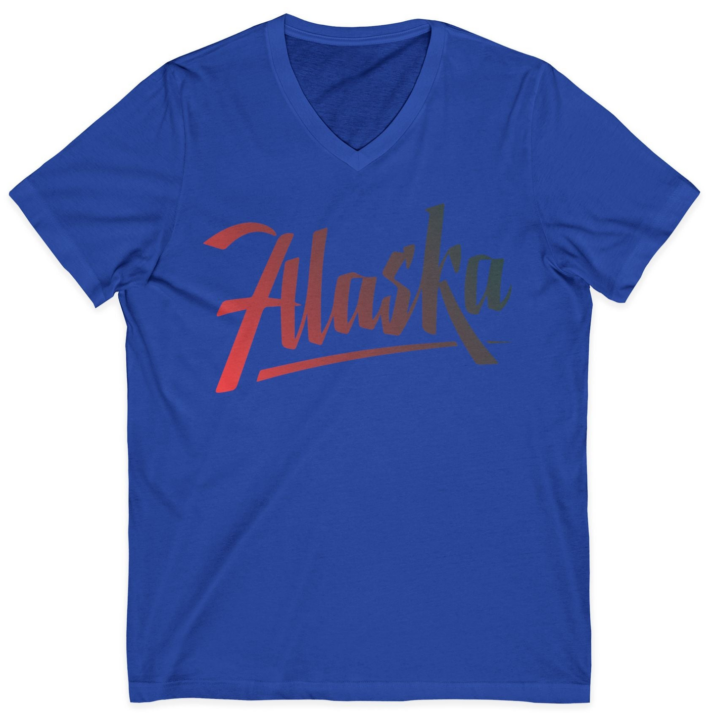 Alaska Script Wordmark Shirt V-Neck Shirt – True Royal – Alaska Cruise Shirts