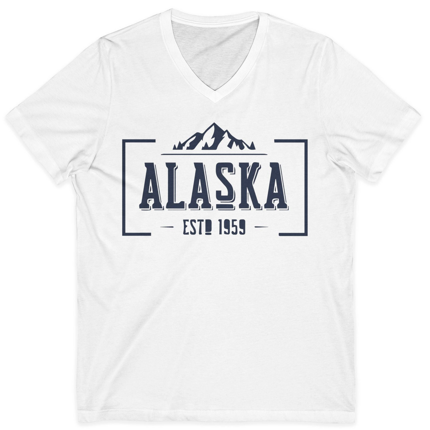 Alaska Mountain Vintage Shirt V-Neck Shirt – White – Alaska Cruise Shirts