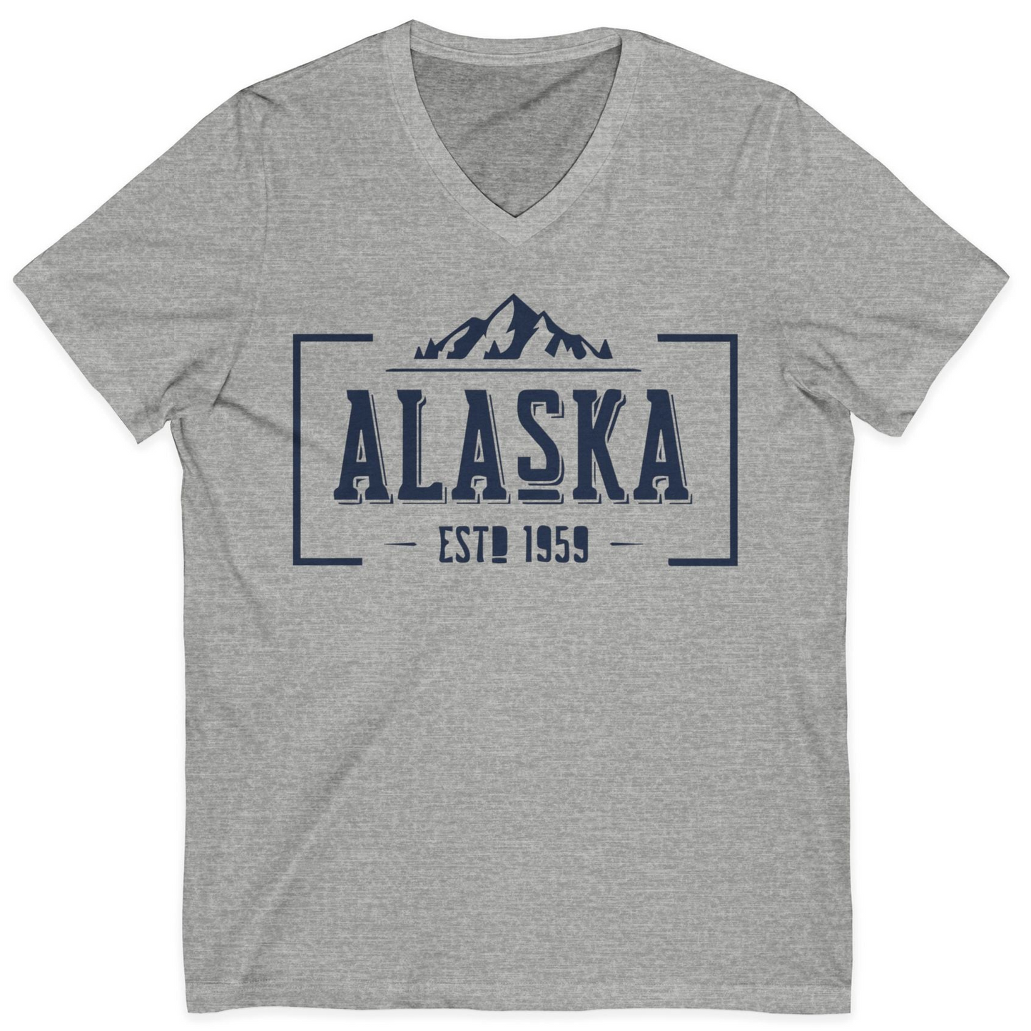 Alaska Mountain Vintage Shirt V-Neck Shirt – Athletic Heather – Alaska Cruise Shirts