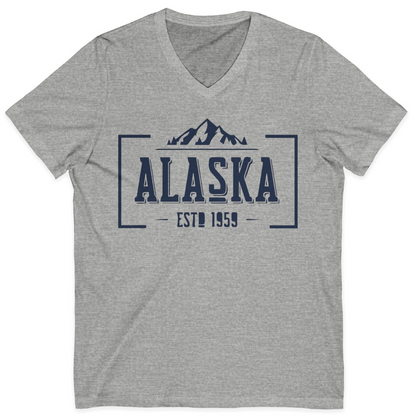 Alaska Mountain Vintage Shirt V-Neck Shirt – Athletic Heather – Alaska Cruise Shirts