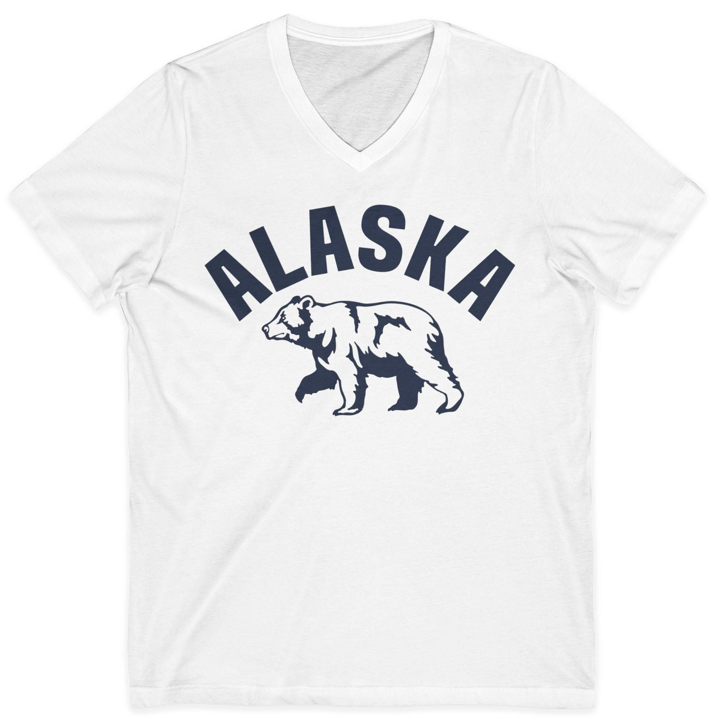 Alaska Bear Silhouette Wildlife Shirt V-Neck Shirt – White – Alaska Cruise Shirts
