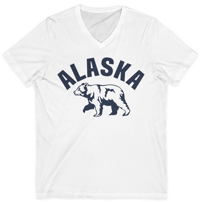 Alaska Bear Silhouette Wildlife Shirt V-Neck Shirt – White – Alaska Cruise Shirts