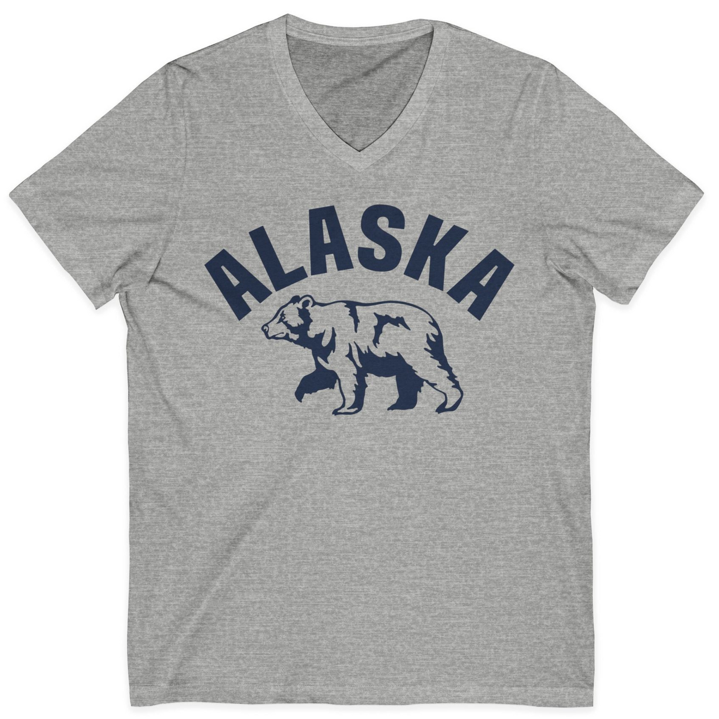 Alaska Bear Silhouette Wildlife Shirt V-Neck Shirt – Athletic Heather – Alaska Cruise Shirts