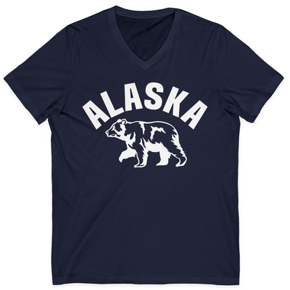 Alaska Bear Silhouette Wildlife Shirt V-Neck Shirt – Navy – Alaska Cruise Shirts