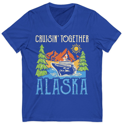 Alaska Cruise Adventure Nature Landscape Retro Family Shirt — V-Neck V-Neck Shirt – True Royal – Alaska Cruise Shirts