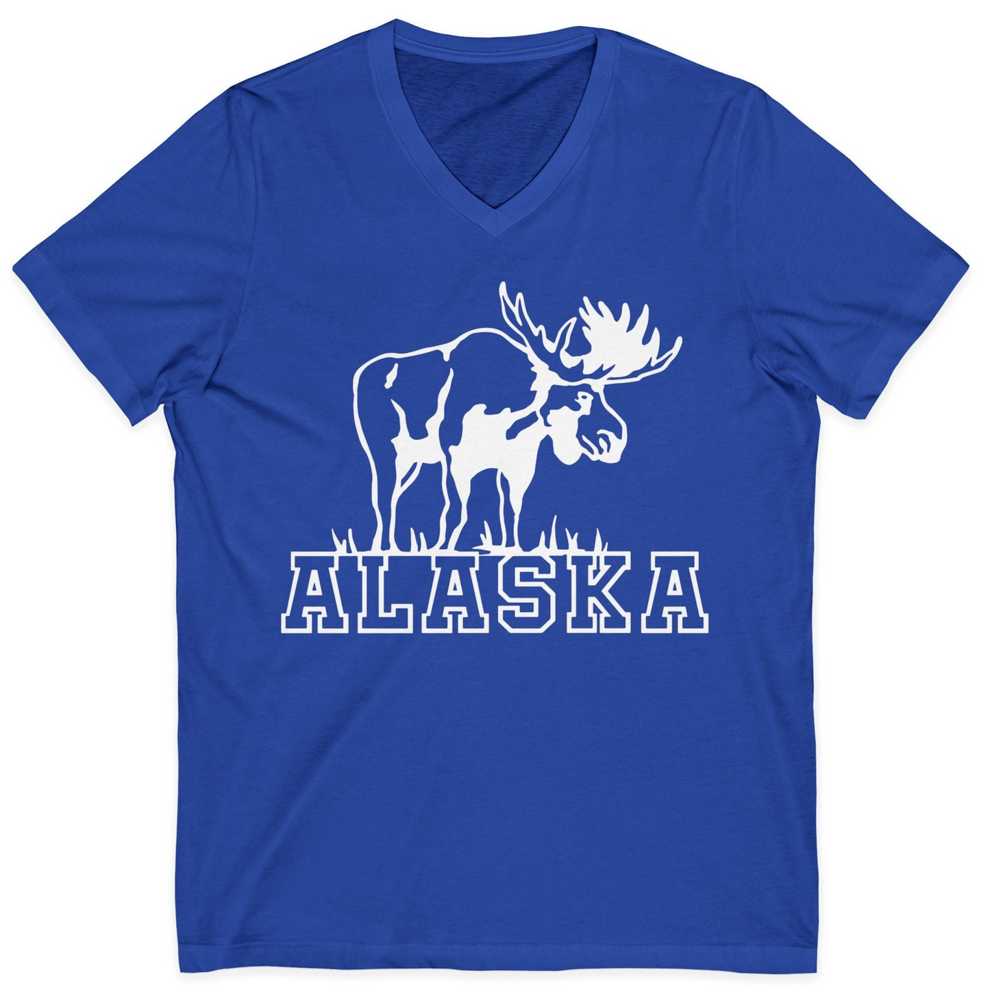 Alaska Moose Silhouette Shirt V-Neck Shirt – True Royal – Alaska Cruise Shirts