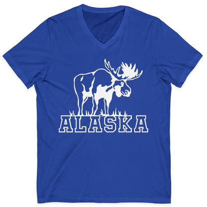 Alaska Moose Silhouette Shirt V-Neck Shirt – True Royal – Alaska Cruise Shirts