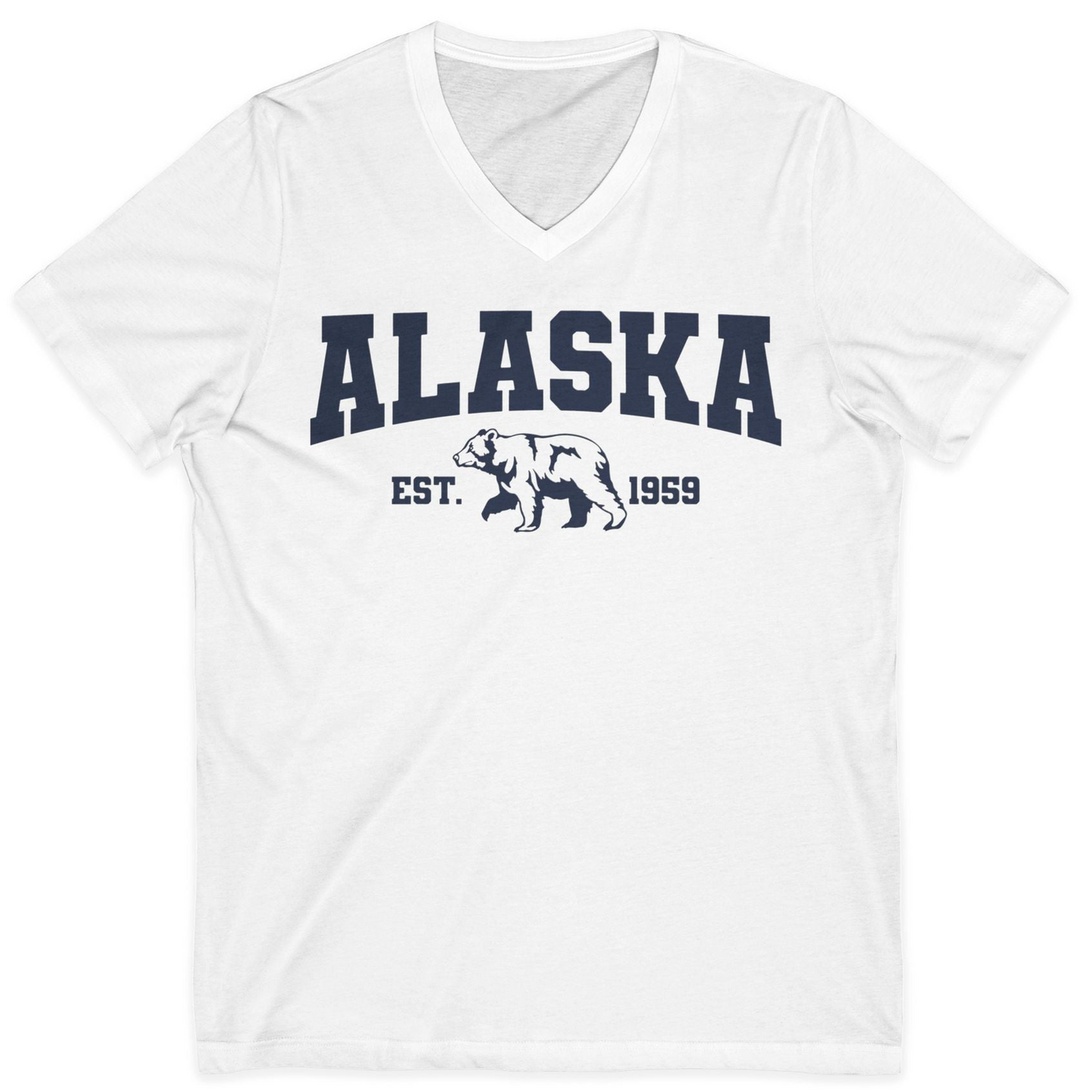 Vintage Alaska Bear Shirt V-Neck Shirt – White – Alaska Cruise Shirts