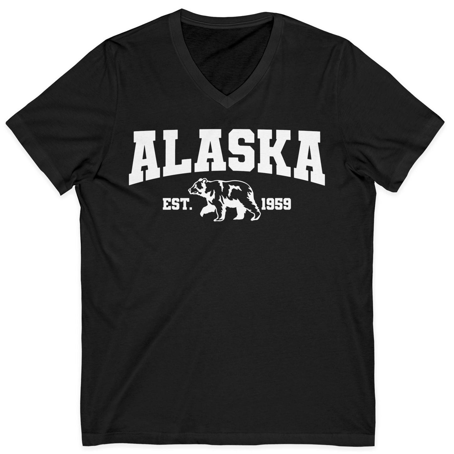 Vintage Alaska Bear Shirt V-Neck Shirt – Black – Alaska Cruise Shirts