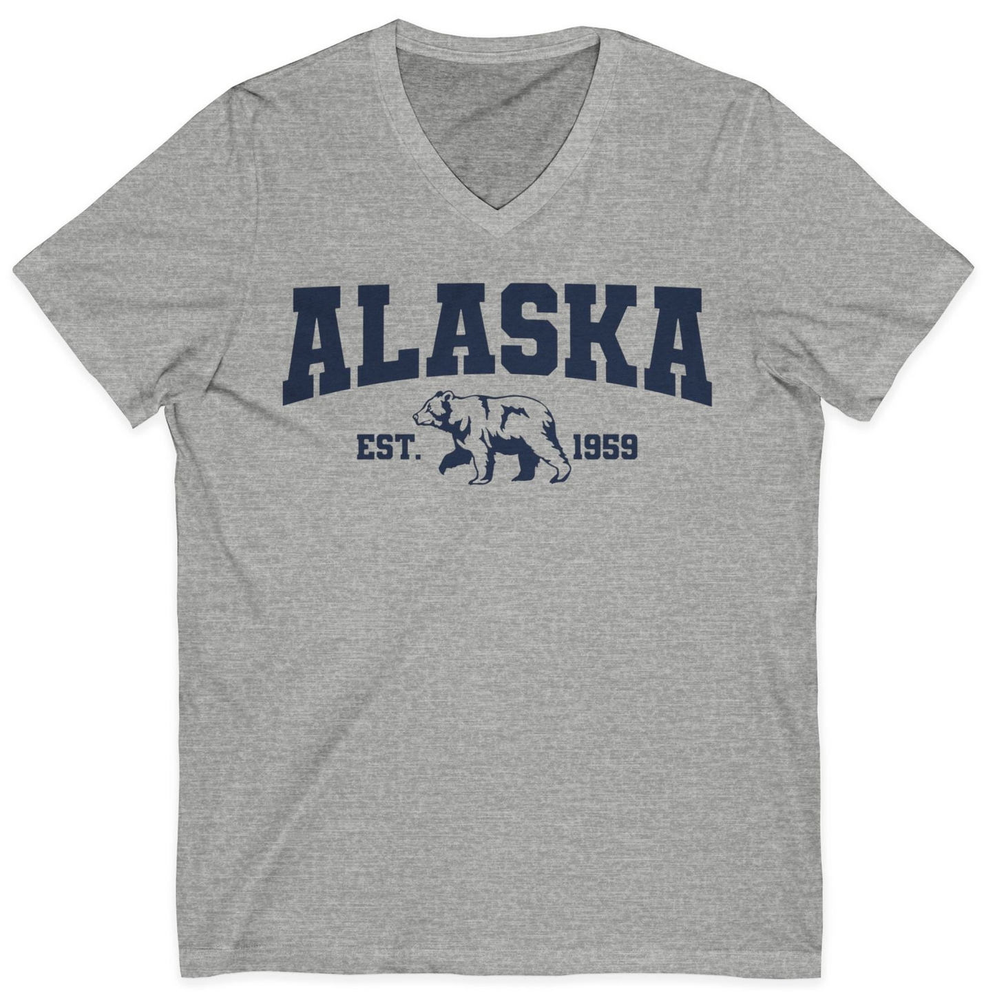 Vintage Alaska Bear Shirt V-Neck Shirt – Athletic Heather – Alaska Cruise Shirts