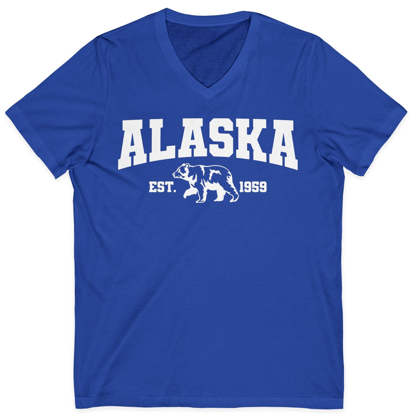 Vintage Alaska Bear Shirt V-Neck Shirt – True Royal – Alaska Cruise Shirts
