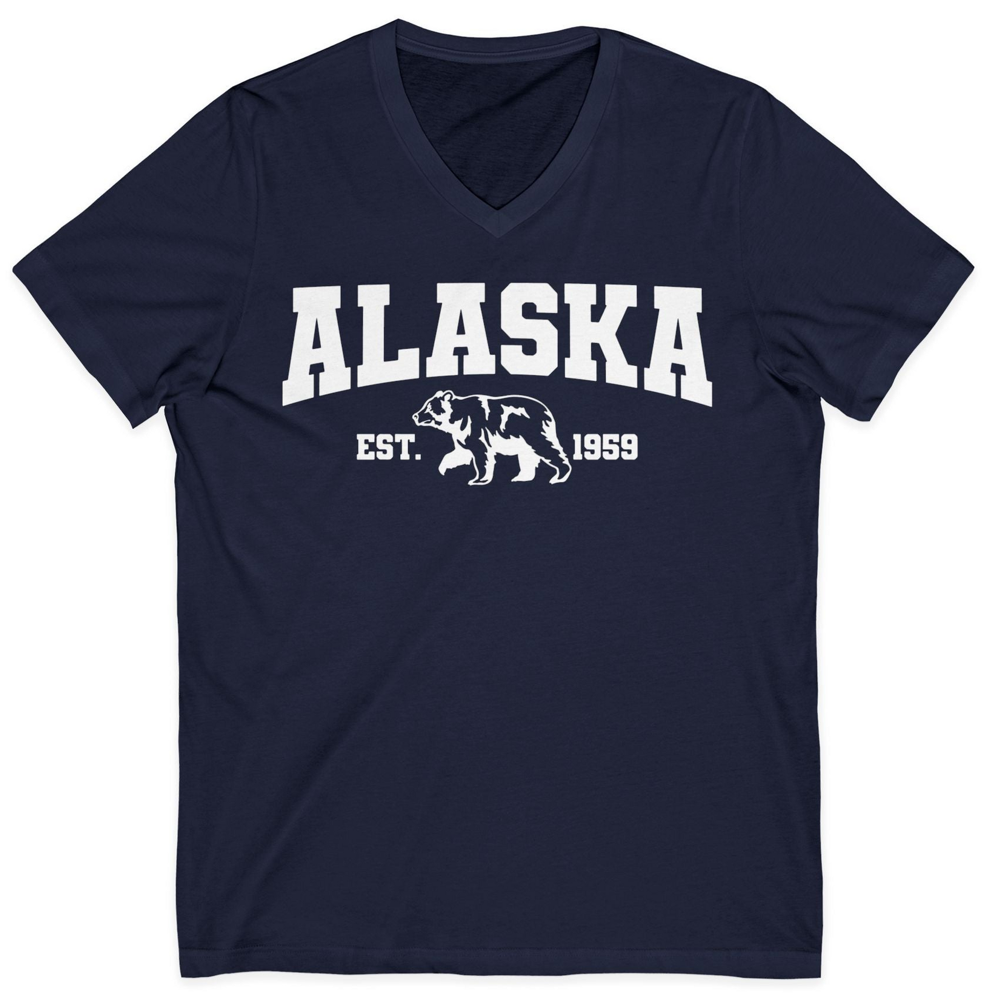 Vintage Alaska Bear Shirt V-Neck Shirt – Navy – Alaska Cruise Shirts