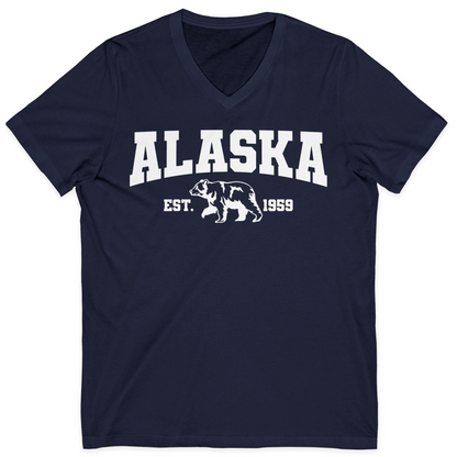 Vintage Alaska Bear Shirt V-Neck Shirt – Navy – Alaska Cruise Shirts