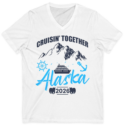 Alaska Cruise Group Adventure Shirt V-Neck Shirt – White – Alaska Cruise Shirts