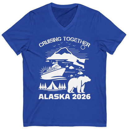 Alaska Cruise 2026 Family Adventure Bear Mountain Nature Shirt — V-Neck V-Neck Shirt – True Royal – Alaska Cruise Shirts