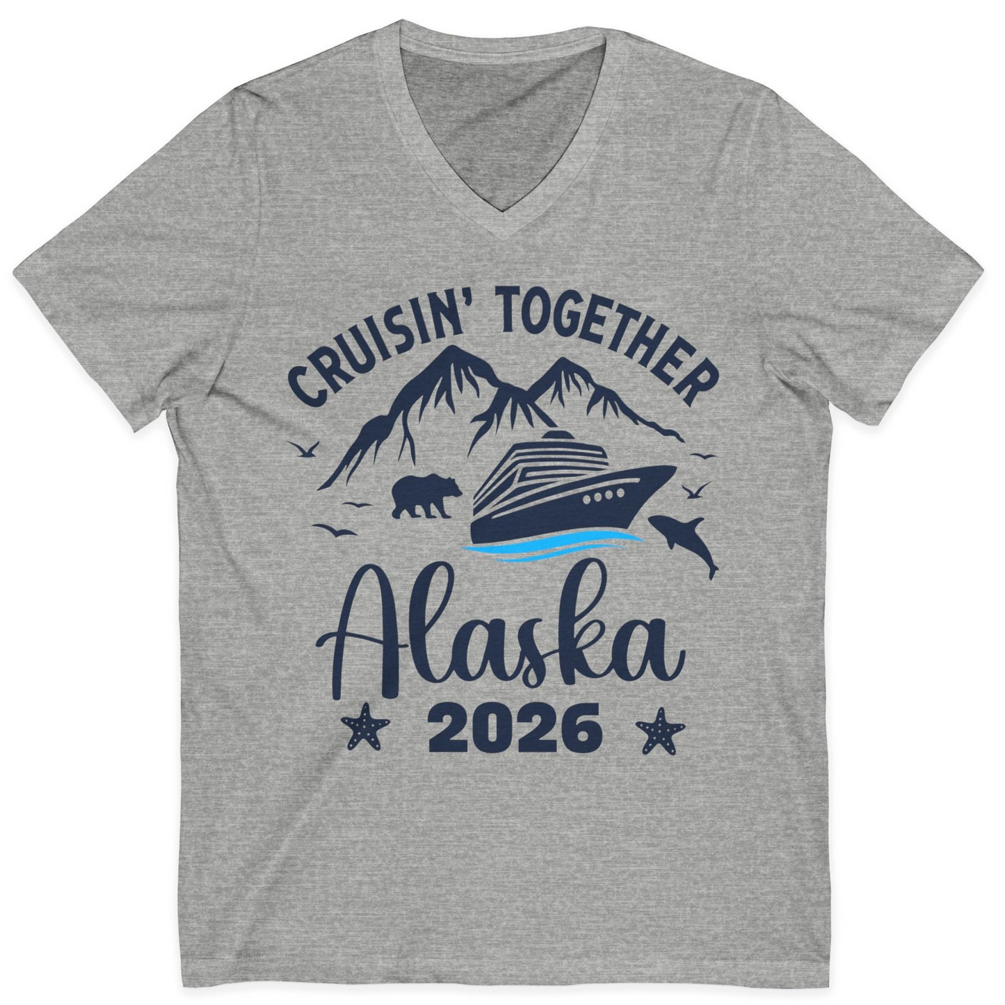 Alaska Cruise Adventure 2026 Shirt V-Neck Shirt – Athletic Heather – Alaska Cruise Shirts