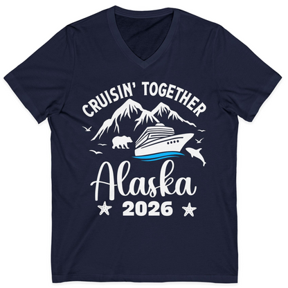 Alaska Cruise Adventure 2026 Shirt V-Neck Shirt – Navy – Alaska Cruise Shirts
