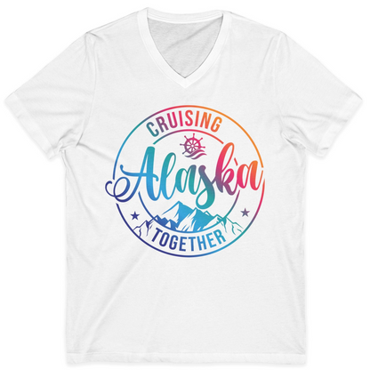 Cruising Alaska Together Shirt V-Neck Shirt – White – Alaska Cruise Shirts