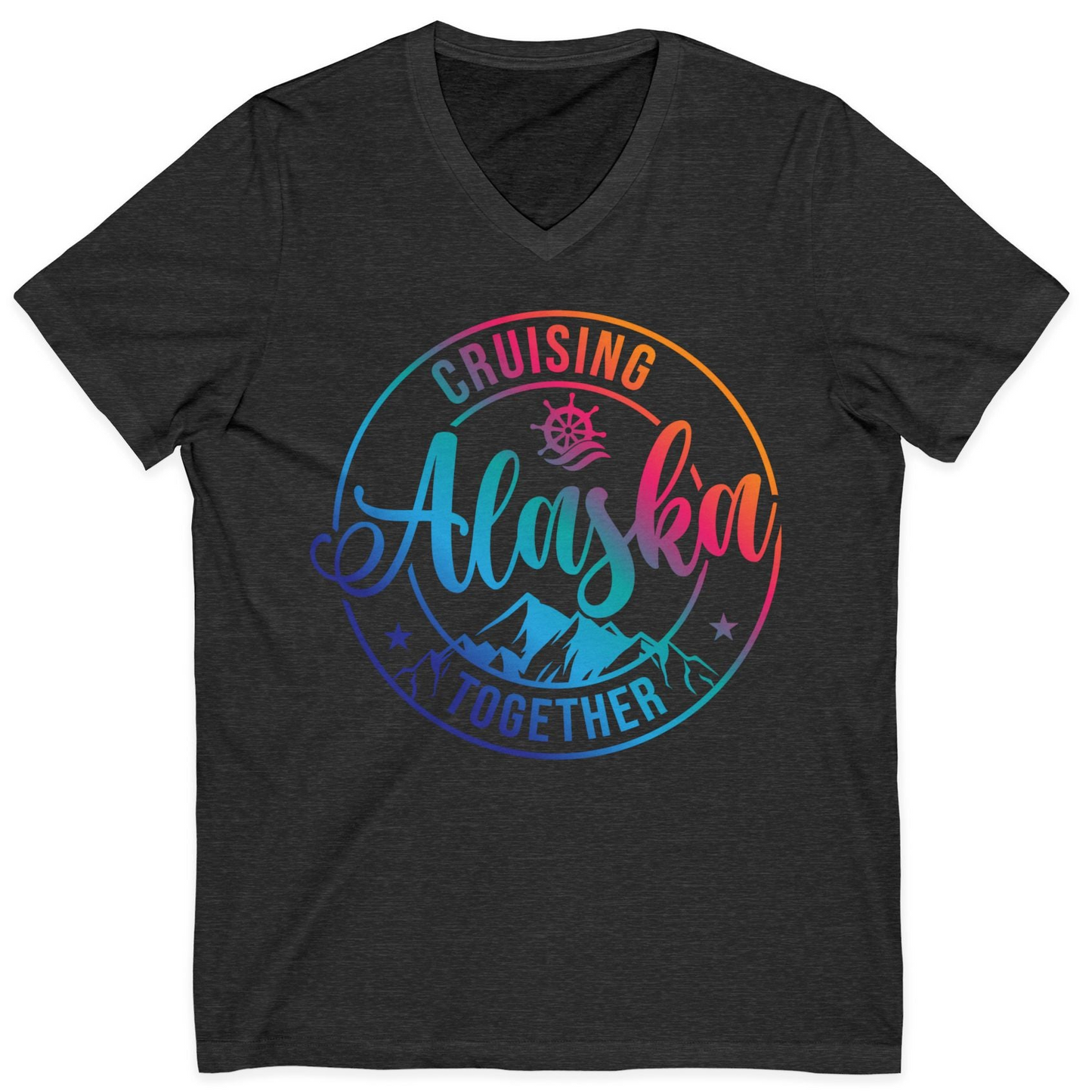 Cruising Alaska Together Shirt V-Neck Shirt – Dark Grey Heather – Alaska Cruise Shirts