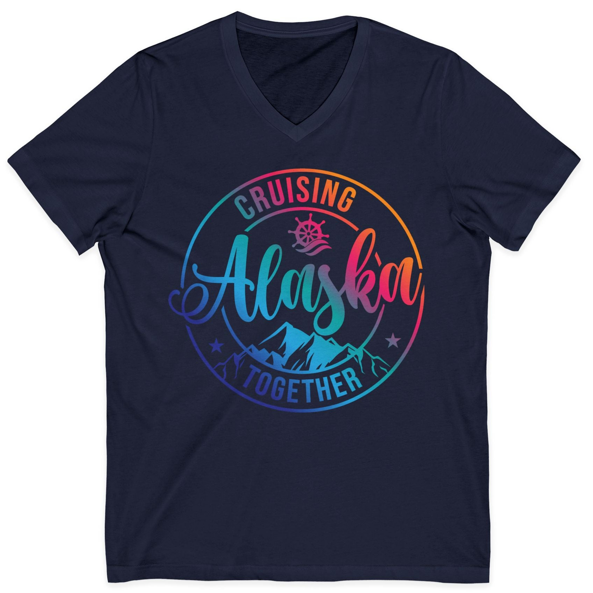 Cruising Alaska Together Shirt V-Neck Shirt – Navy – Alaska Cruise Shirts