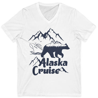 Alaska Cruise Shirt V-Neck Shirt – White – Alaska Cruise Shirts