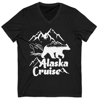 Alaska Cruise Shirt V-Neck Shirt – Black – Alaska Cruise Shirts