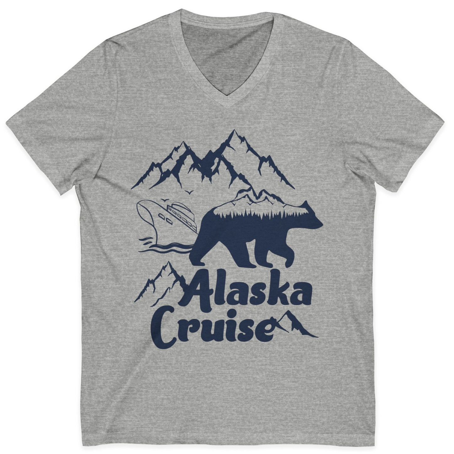 Alaska Cruise Shirt V-Neck Shirt – Athletic Heather – Alaska Cruise Shirts