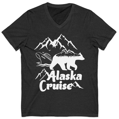 Alaska Cruise Shirt V-Neck Shirt – Dark Grey Heather – Alaska Cruise Shirts