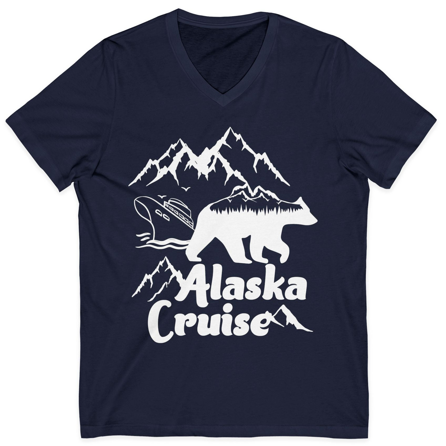 Alaska Cruise Shirt V-Neck Shirt – Navy – Alaska Cruise Shirts