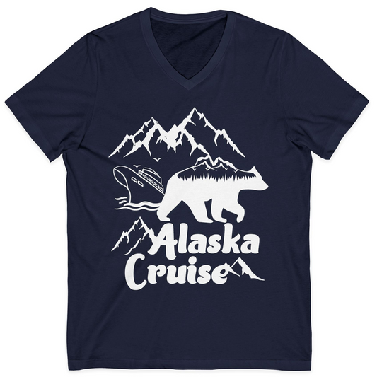 Alaska Cruise Shirt V-Neck Shirt – Navy – Alaska Cruise Shirts