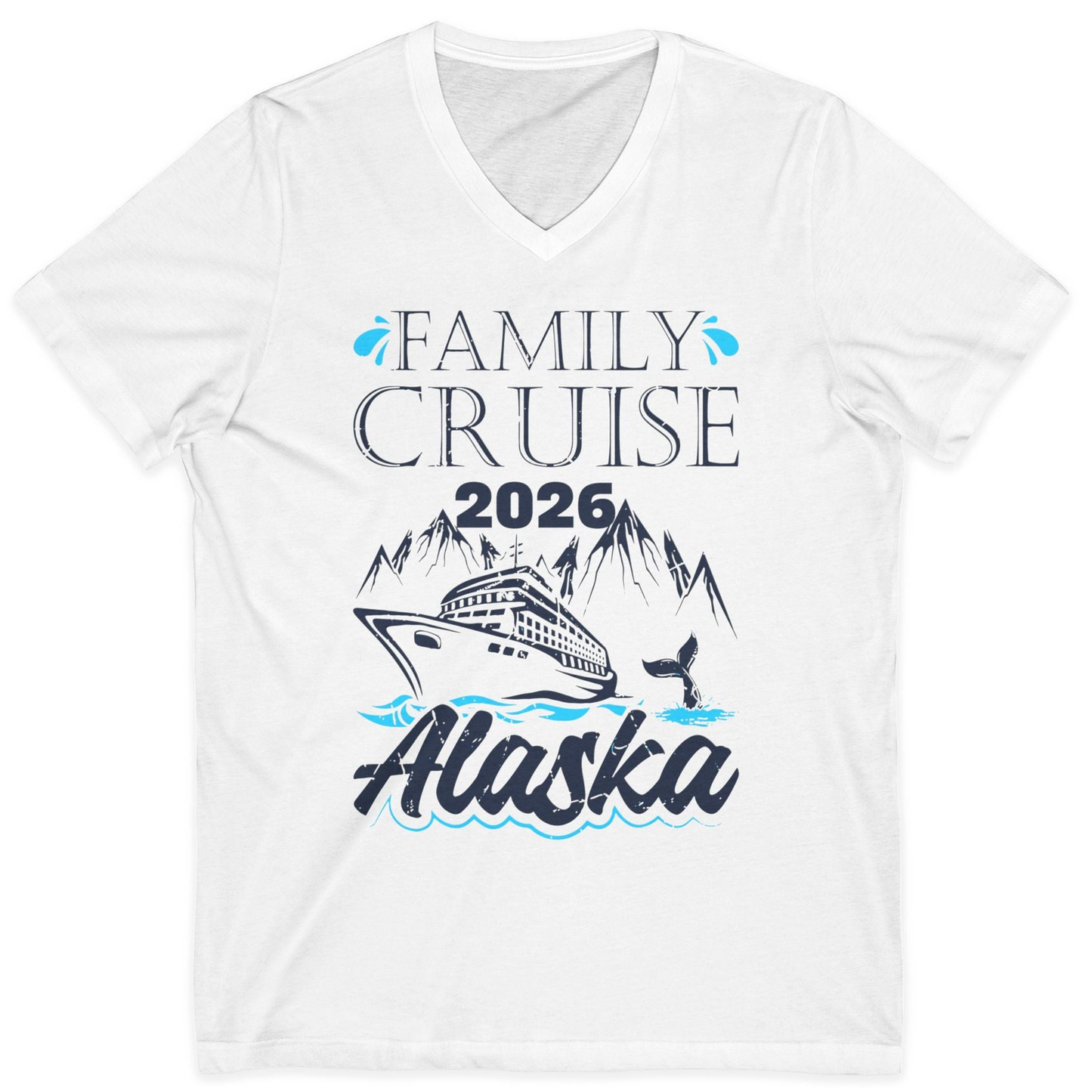 Alaska Family Cruise Shirt V-Neck Shirt – White – Alaska Cruise Shirts