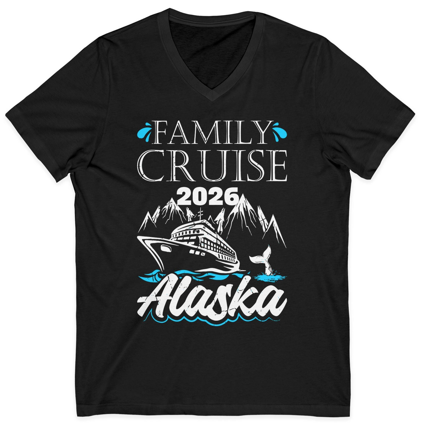 Alaska Family Cruise Shirt V-Neck Shirt – Black – Alaska Cruise Shirts